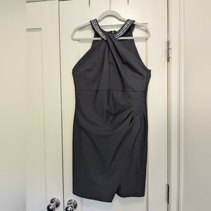 Alex Evenings: Dark charcoal Halter Cocktail Dress Sz 10
